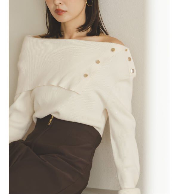 NOBLE「《WEB限定追加予約》ショルダーボタンタイトリブニット」|ニット・セーター|