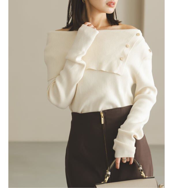 NOBLE「《WEB限定追加予約》ショルダーボタンタイトリブニット」|ニット・セーター|