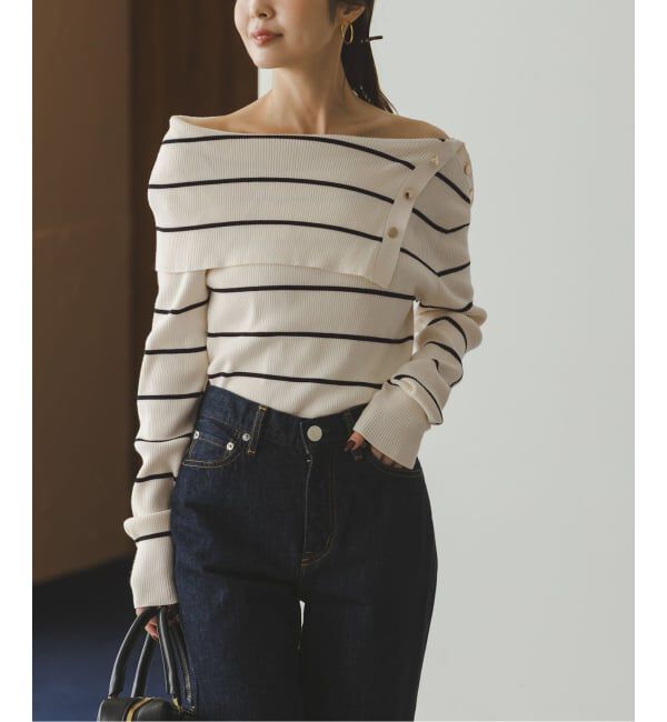 NOBLE「《WEB限定追加予約》ショルダーボタンタイトリブニット」|ニット・セーター|