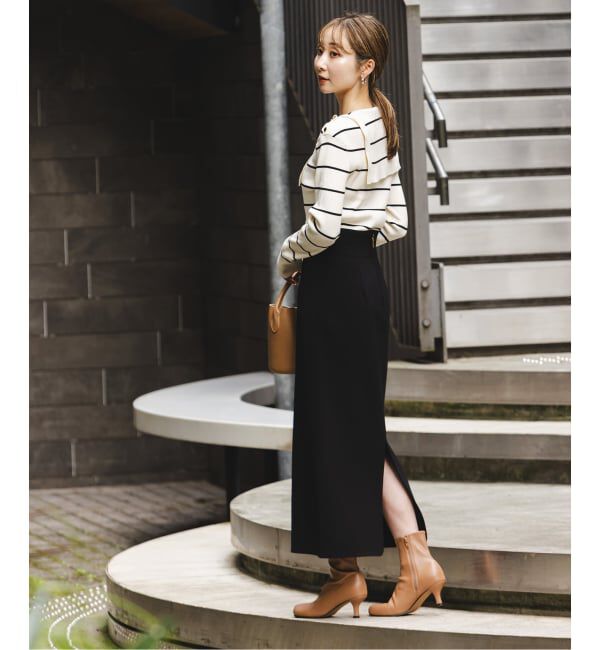 NOBLE「《WEB限定追加予約》ショルダーボタンタイトリブニット」|ニット・セーター|