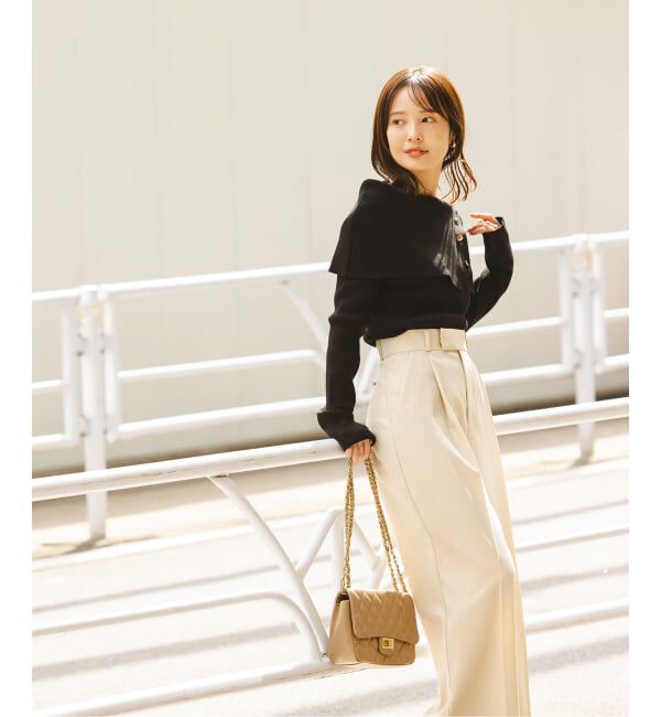 NOBLE「《WEB限定追加予約》ショルダーボタンタイトリブニット」|ニット・セーター|