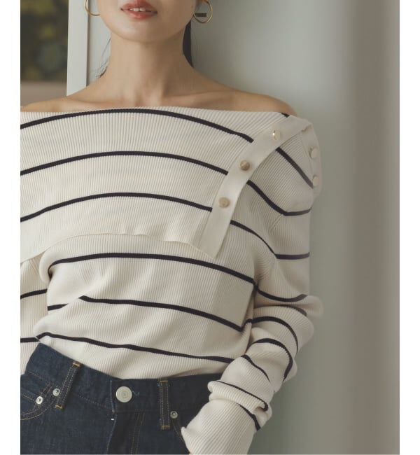 NOBLE「《WEB限定追加予約》ショルダーボタンタイトリブニット」|ニット・セーター|