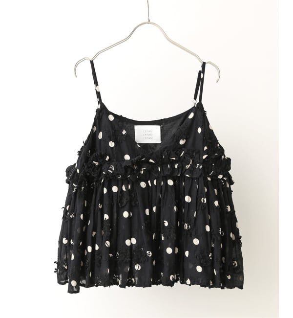 Spick and Span「《追加予約》crinkle crinkle crinkle 別注3D embroidery dot camisole*」|キャミソール|ブラック