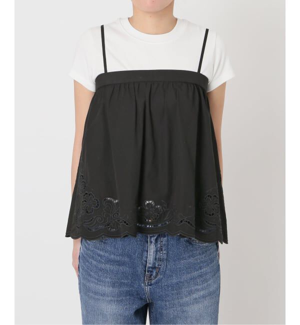 Spick and Span「《予約》カットワークエンブロイダリーキャミソール」|キャミソール|