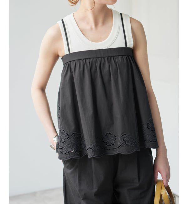 Spick and Span「《予約》カットワークエンブロイダリーキャミソール」|キャミソール|