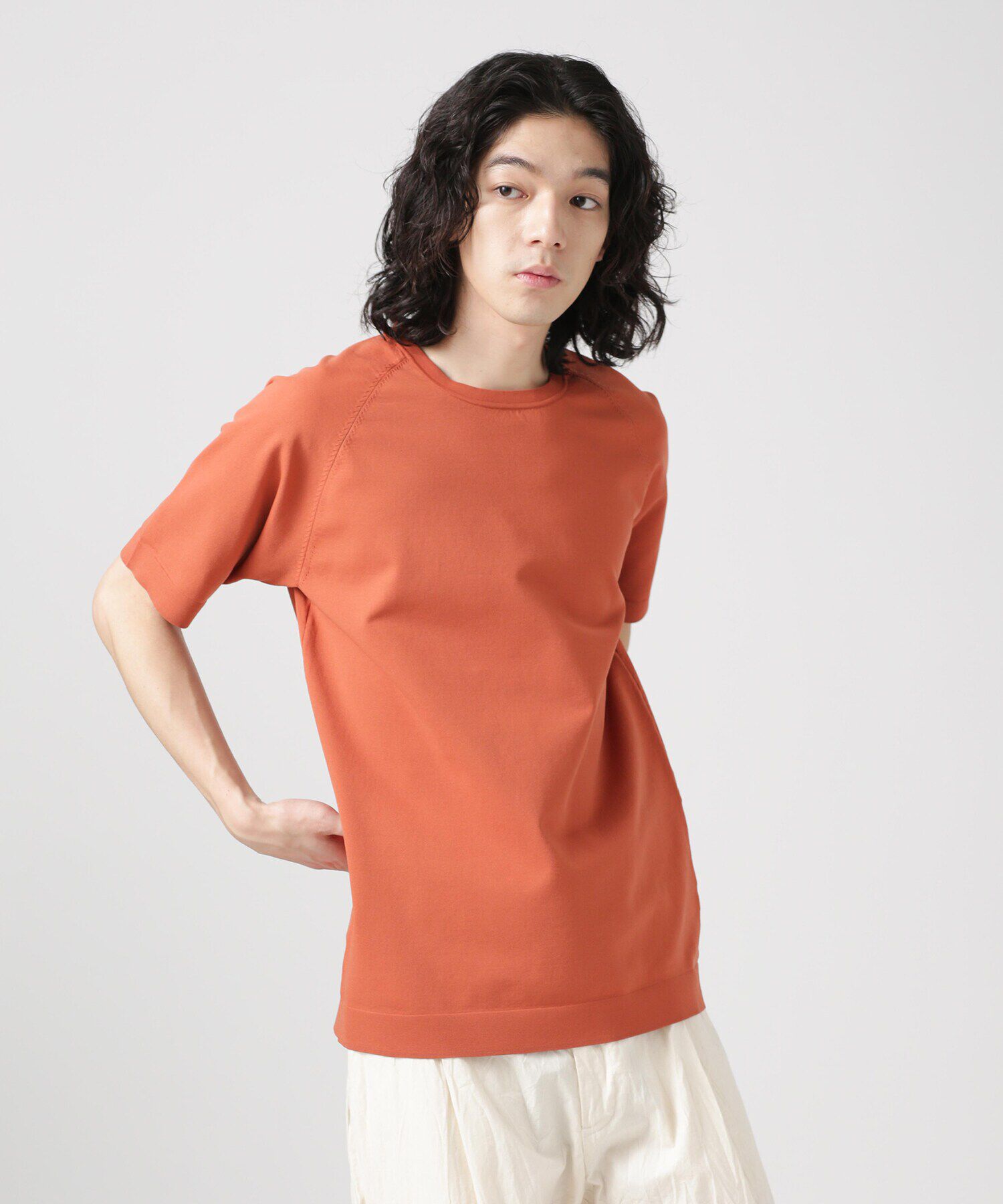 nano･universe「LB.03/SOLOTEXマルチファンクションクルーネックニット/半袖」|ニット・セーター|