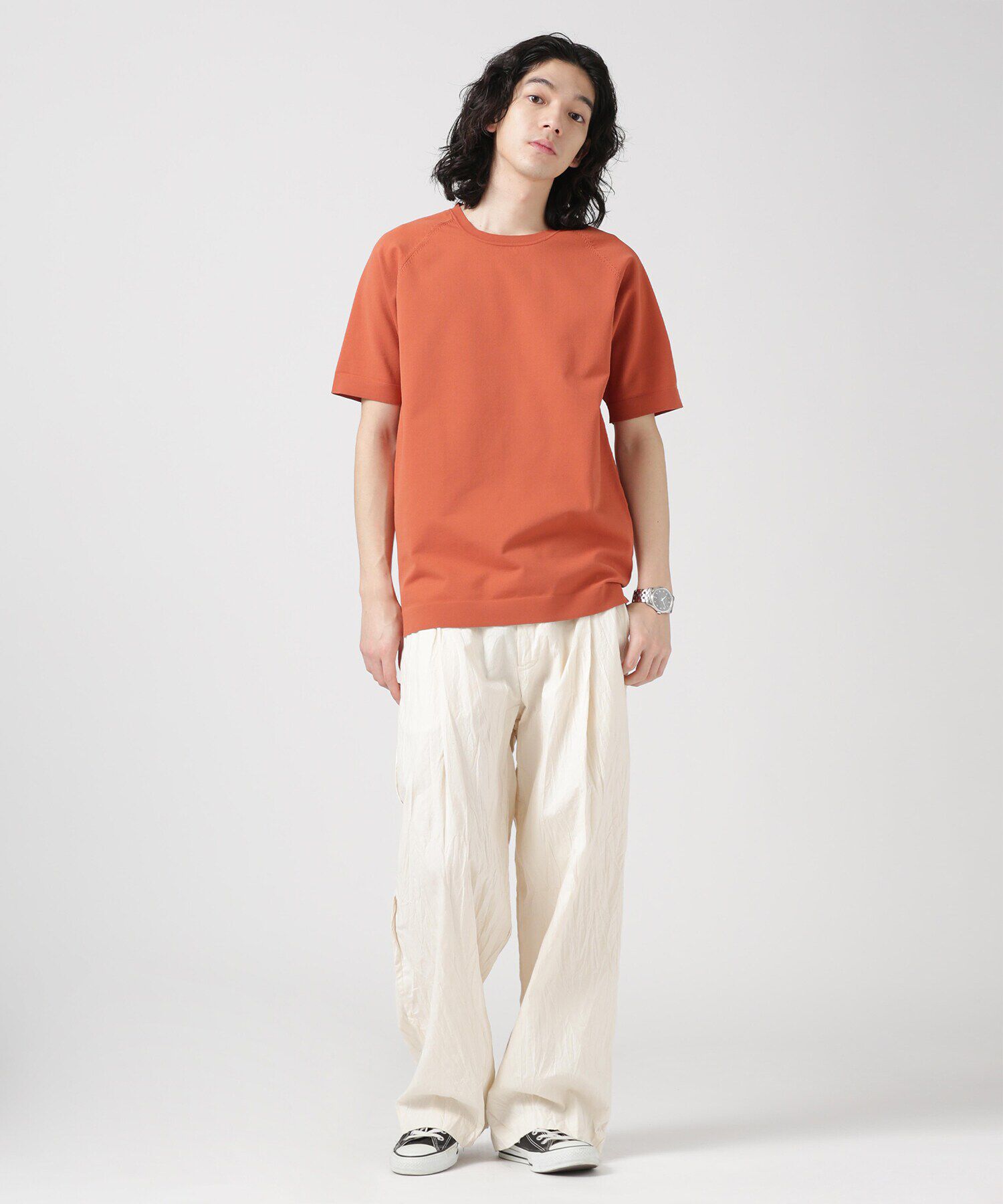 nano･universe「LB.03/SOLOTEXマルチファンクションクルーネックニット/半袖」|ニット・セーター|