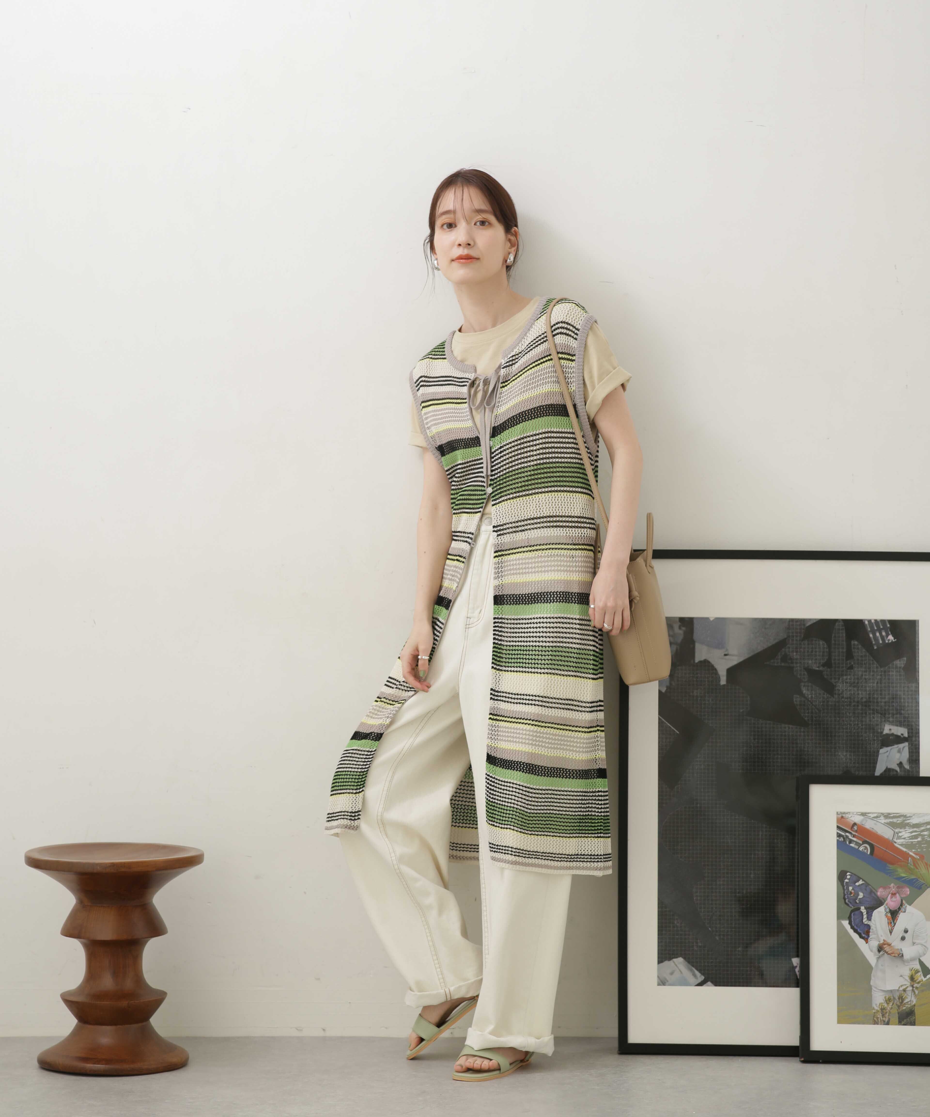 nano･universe「LB.04/前後2wayボーダーメッシュニットジレワンピース」|ニット・セーター|