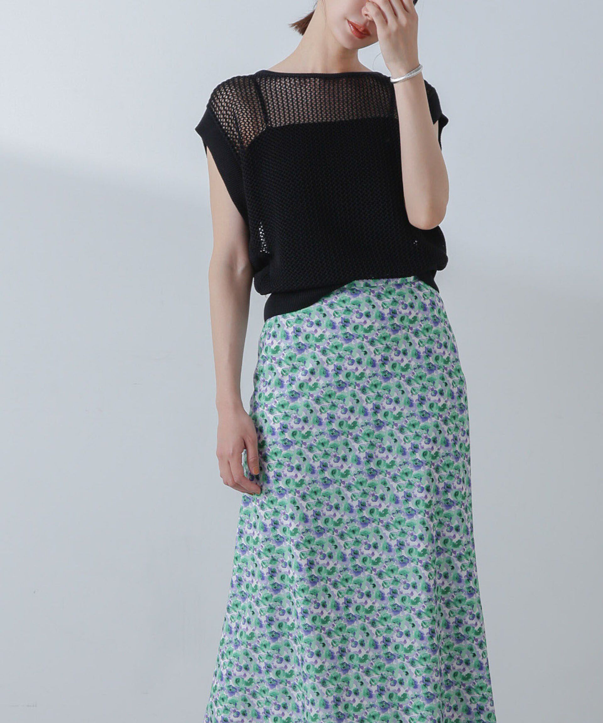 nano･universe「ボカシプリントロングスカート」|スカート|