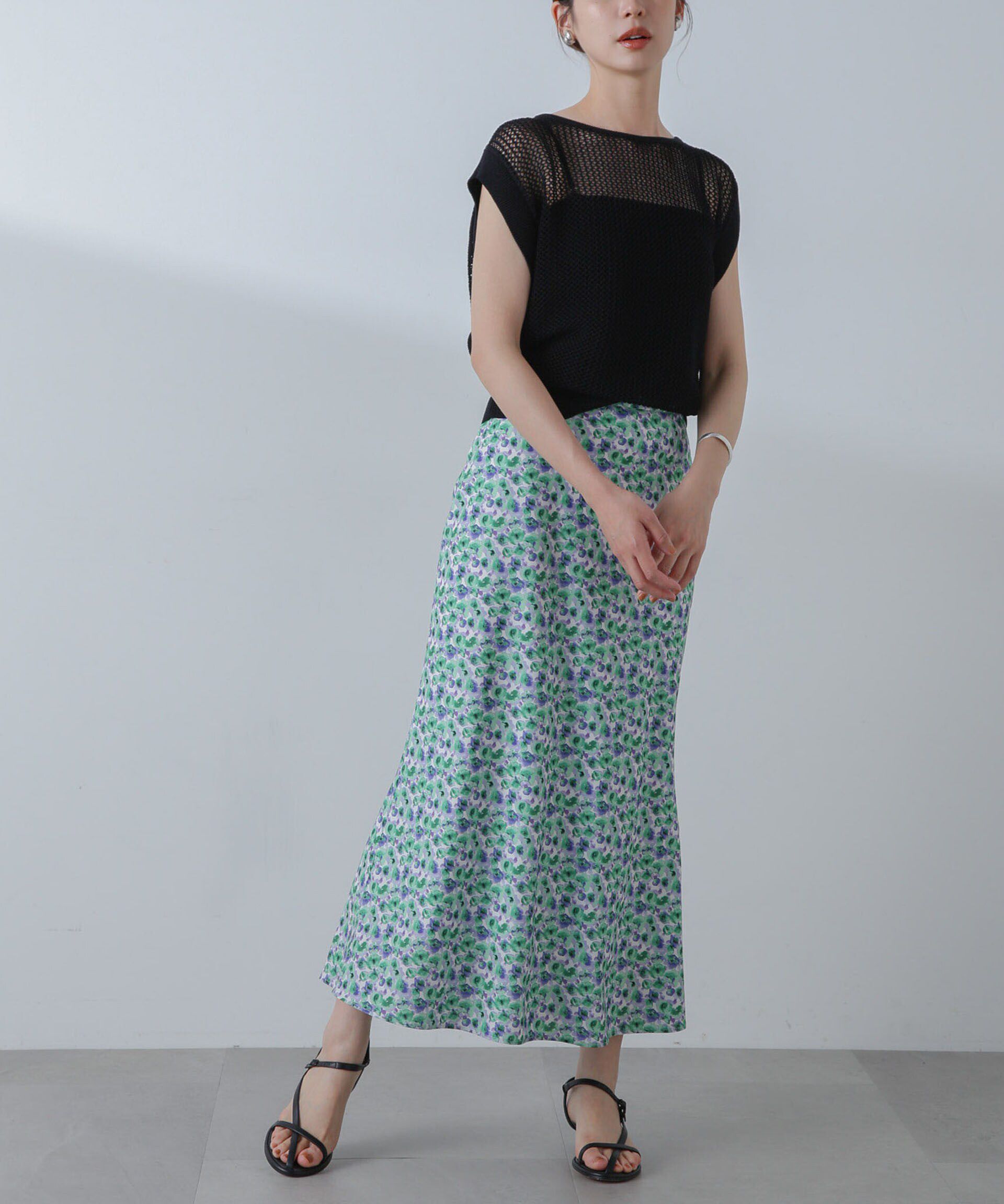 nano･universe「ボカシプリントロングスカート」|スカート|
