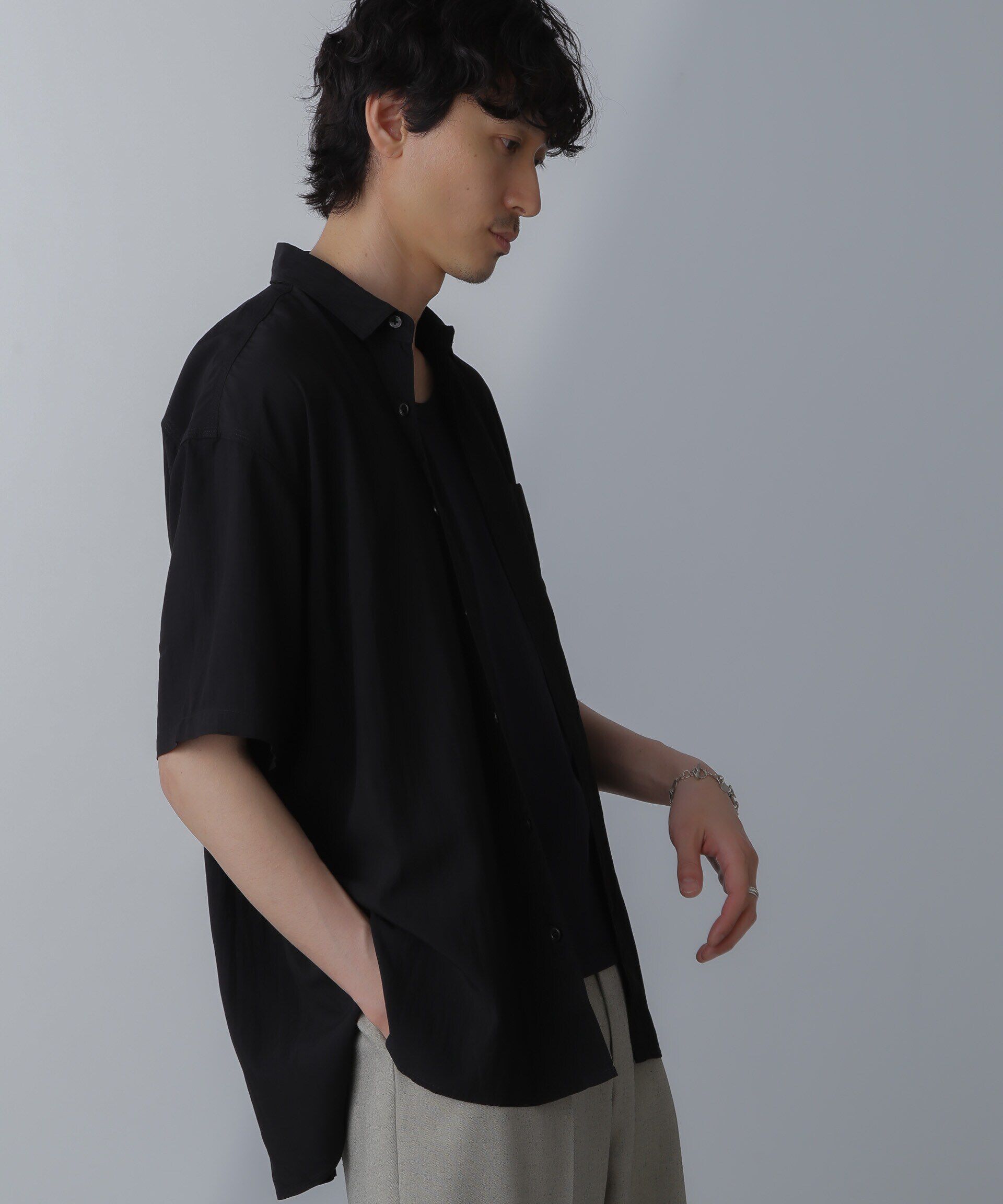 nano･universe「ナイロンレーヨンリラックスシャツ 半袖」|シャツ・ブラウス|