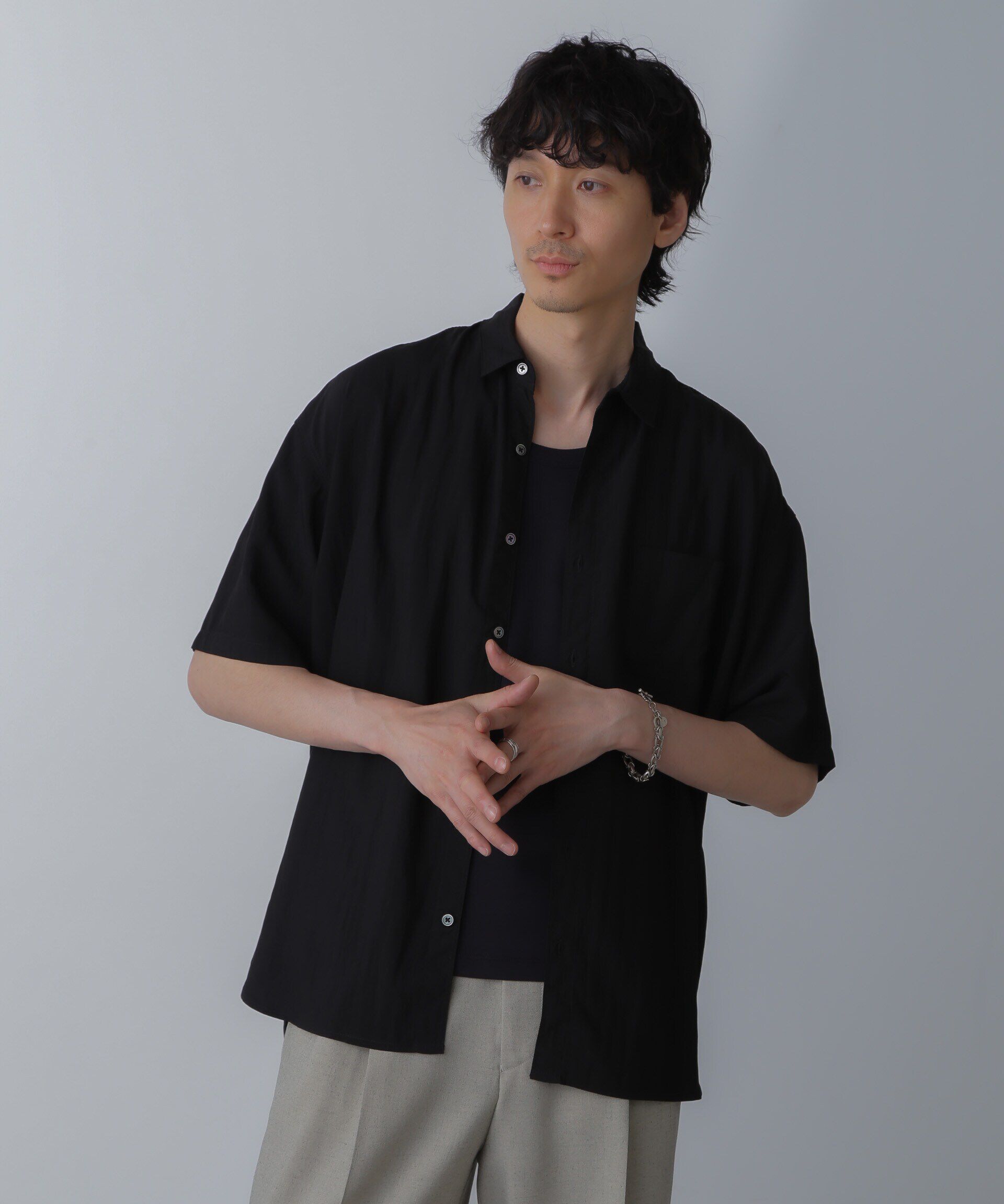 nano･universe「ナイロンレーヨンリラックスシャツ 半袖」|シャツ・ブラウス|