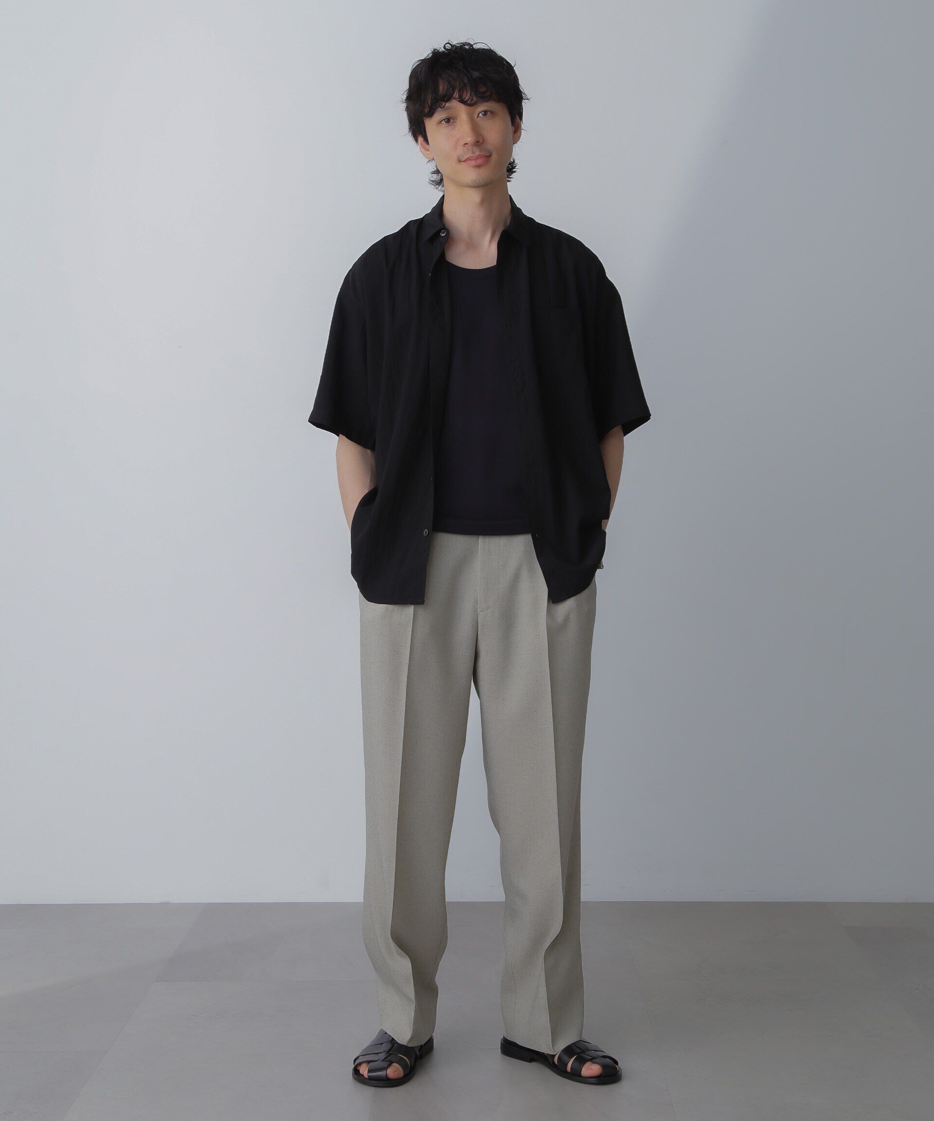 nano･universe「ナイロンレーヨンリラックスシャツ 半袖」|シャツ・ブラウス|