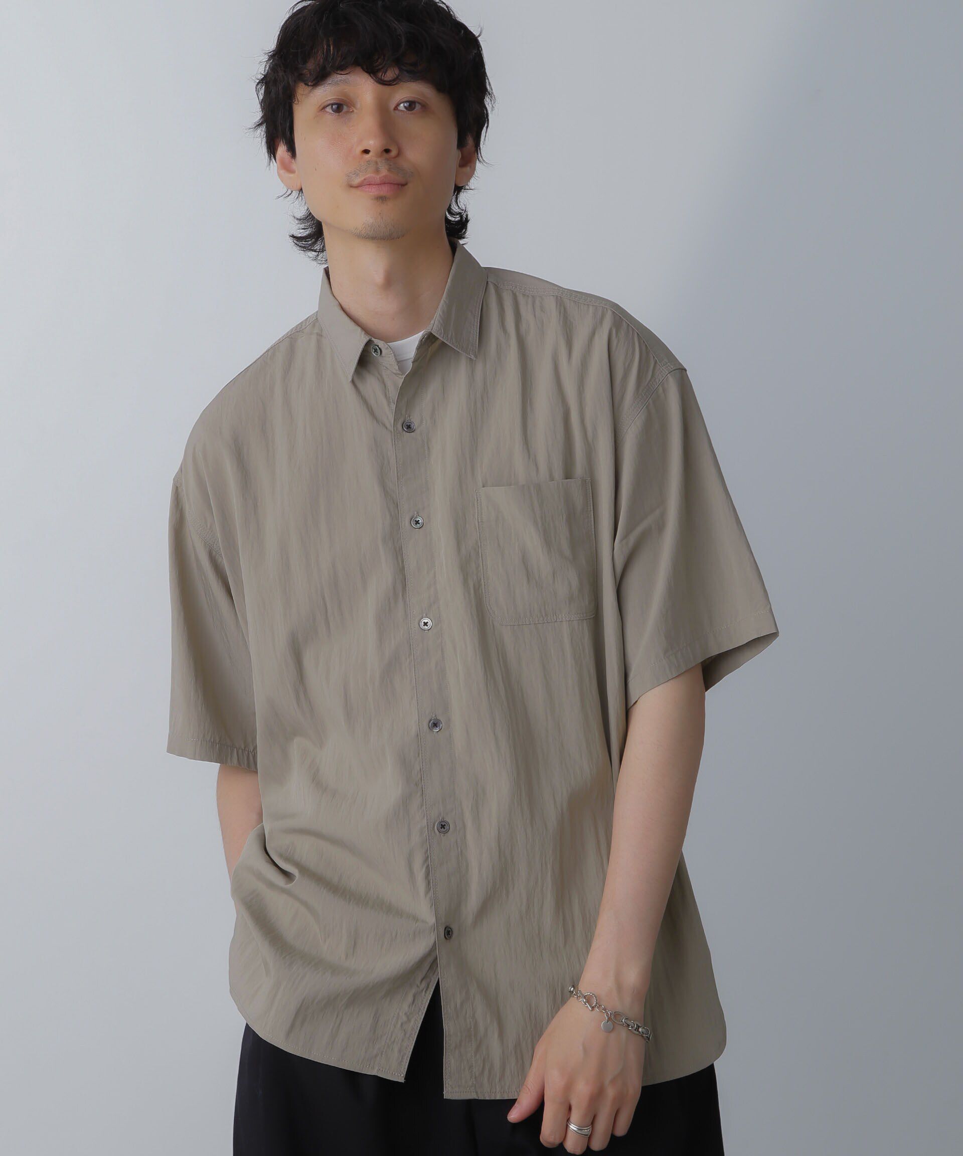 nano･universe「ナイロンレーヨンリラックスシャツ 半袖」|シャツ・ブラウス|