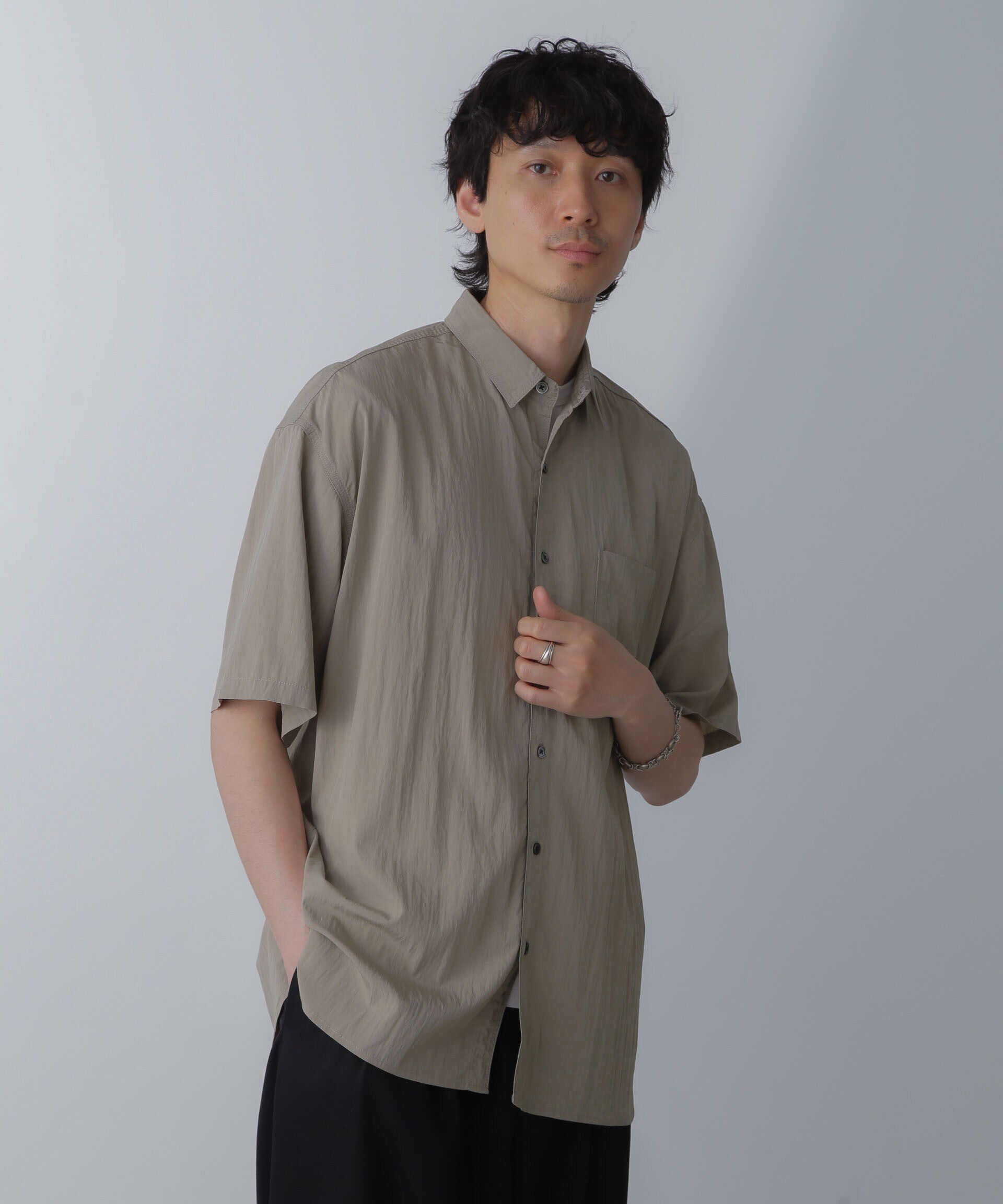 nano･universe「ナイロンレーヨンリラックスシャツ 半袖」|シャツ・ブラウス|