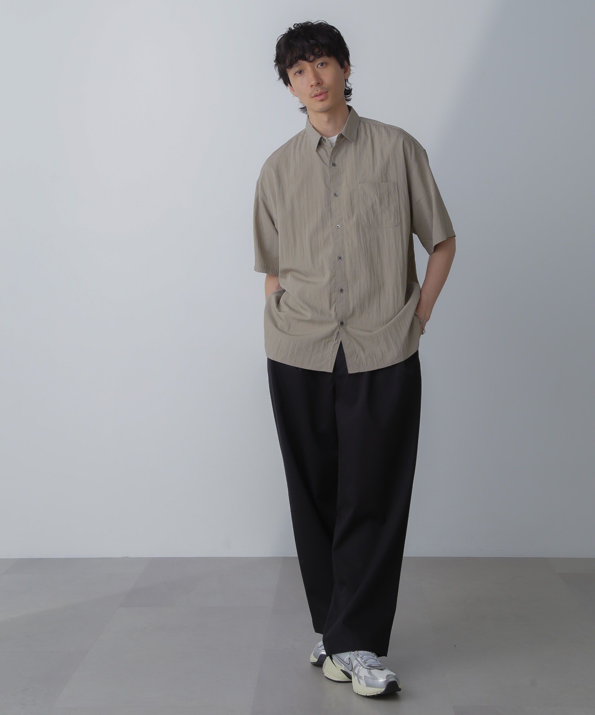 nano･universe「ナイロンレーヨンリラックスシャツ 半袖」|シャツ・ブラウス|