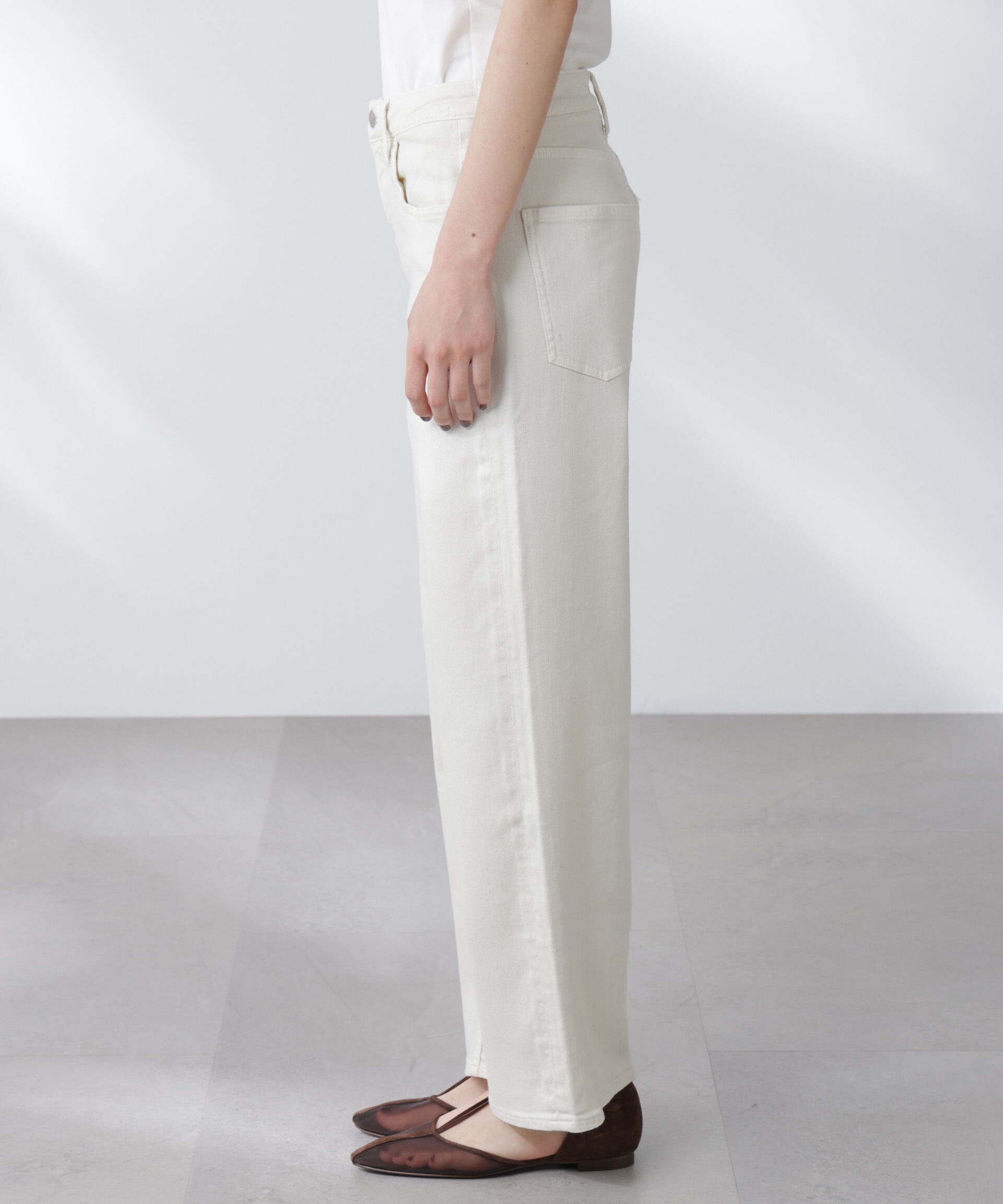 nano･universe「Healthy DENIM/別注 Pink Pepper Midrise ワイドデニム」|チノ|