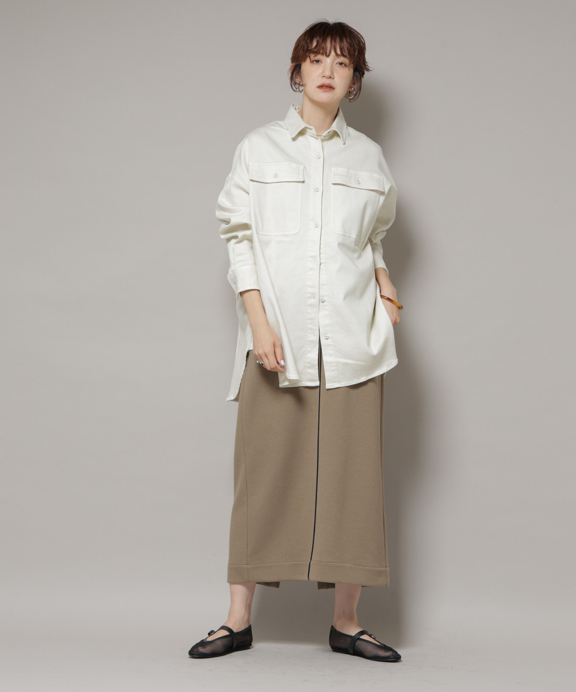 nano･universe「Healthy DENIM/Almond ビッグシャツ」|シャツ・ブラウス|