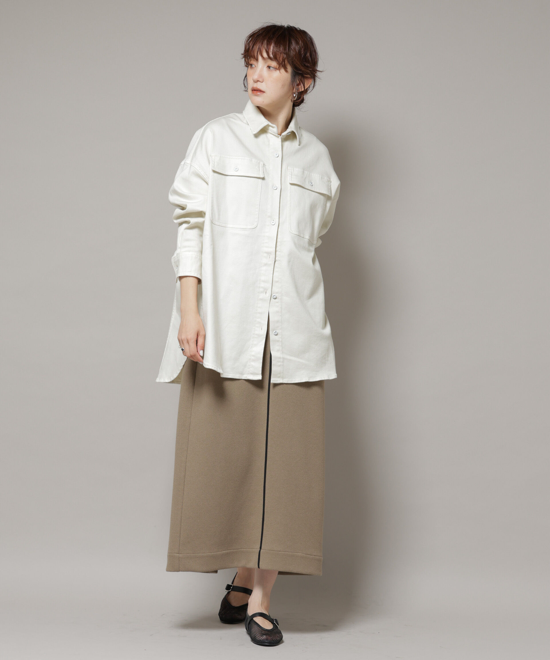 nano･universe「Healthy DENIM/Almond ビッグシャツ」|シャツ・ブラウス|