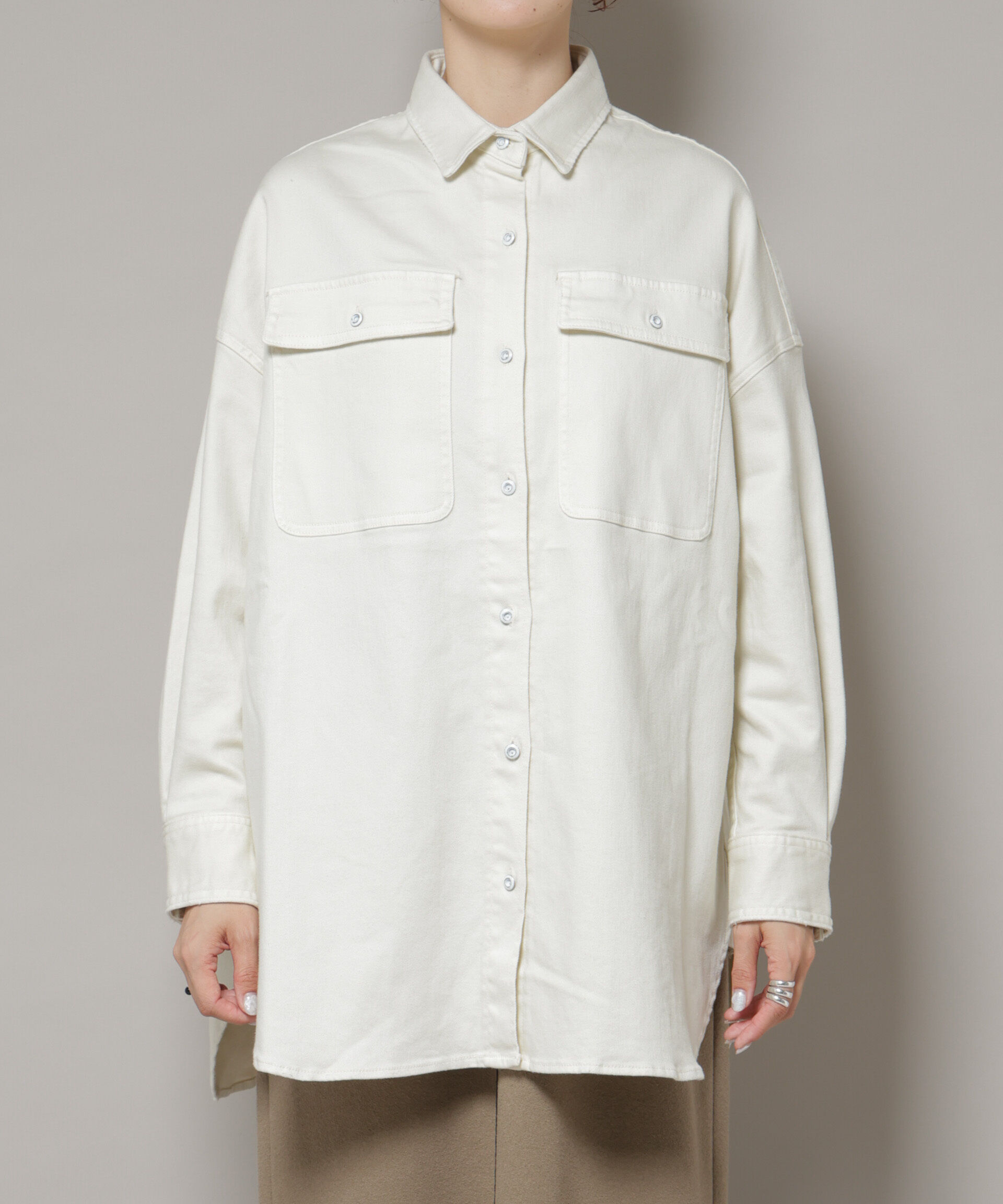 nano･universe「Healthy DENIM/Almond ビッグシャツ」|シャツ・ブラウス|
