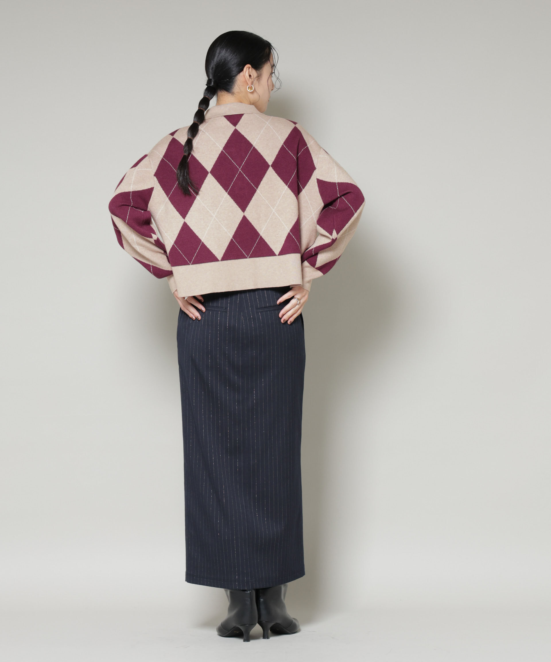 nano･universe「アーガイルワイドポロニット」|ニット・セーター|