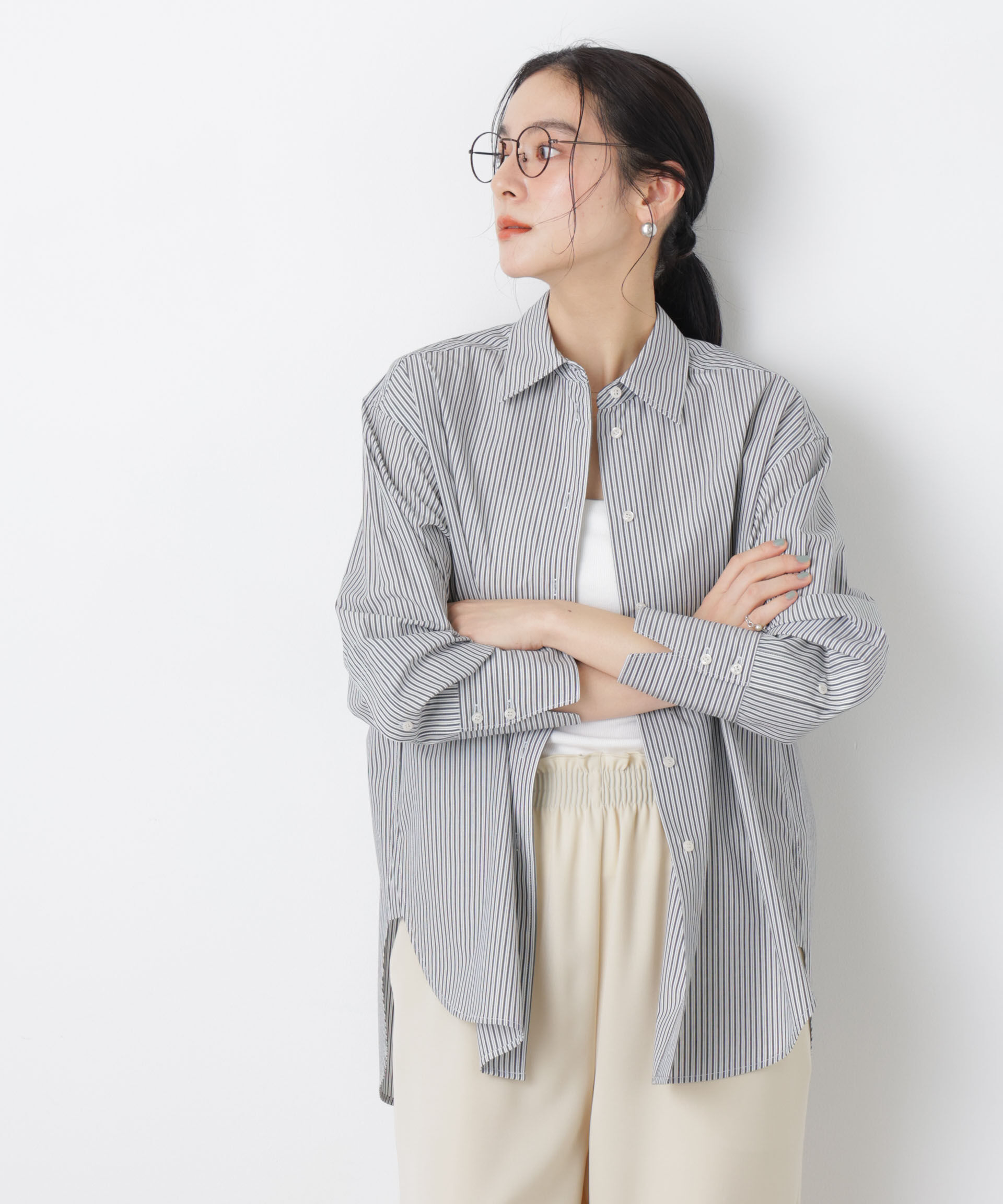 nano･universe「2wayオーバーシャツ」|シャツ・ブラウス|ブラック