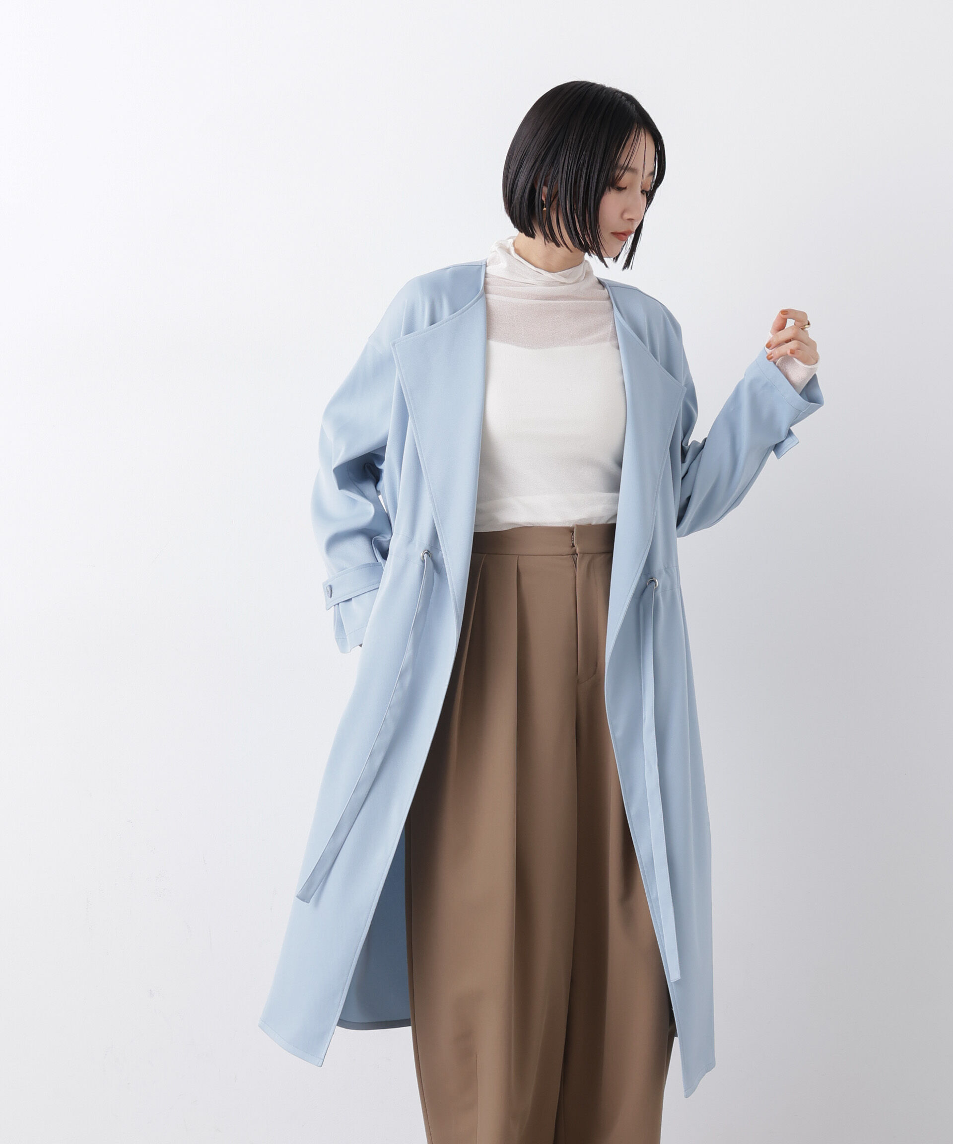 nano･universe「撥水&花粉ガード ドロストノーカラーコート」|その他|