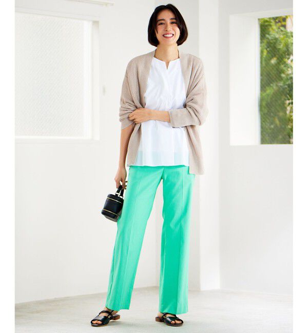 自由区「【WEB限定カラーあり・洗える】リネンミドルゲージニット カーディガン」|カーディガン|