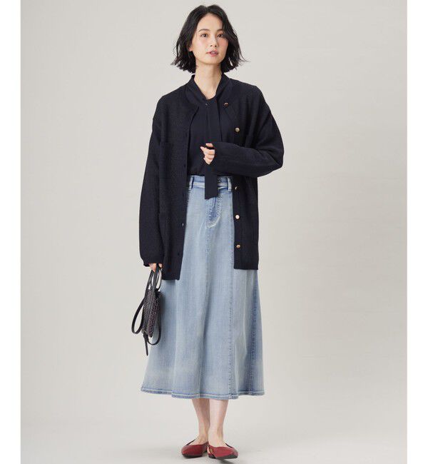 自由区「【洗える】シャイニーツイードニット アウター」|カーディガン|