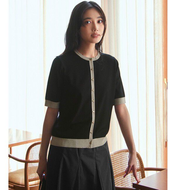 23区「【WEB&一部店舗限定/洗える】レーヨンポリエステルストレッチ 半袖 カーディガン」|カーディガン|ﾌﾞﾗｯｸ&times;ﾍ