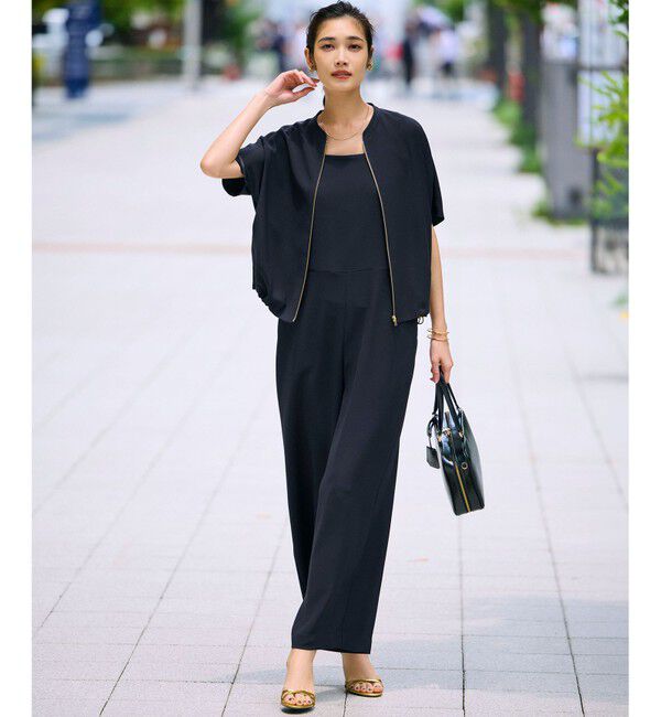 23区「【一部店舗限定/吸水速乾/UVカット/接触冷感】ストレッチジョーゼット フレンチスリーブ ブルゾン」|ブルゾン・スタジャン|