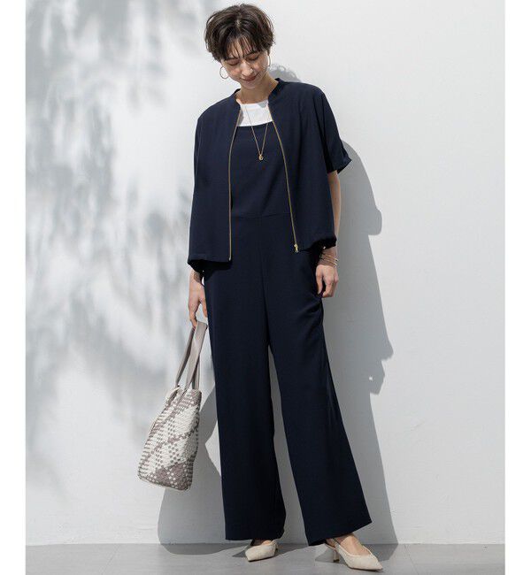 23区「【一部店舗限定/吸水速乾/UVカット/接触冷感】ストレッチジョーゼット フレンチスリーブ ブルゾン」|ブルゾン・スタジャン|