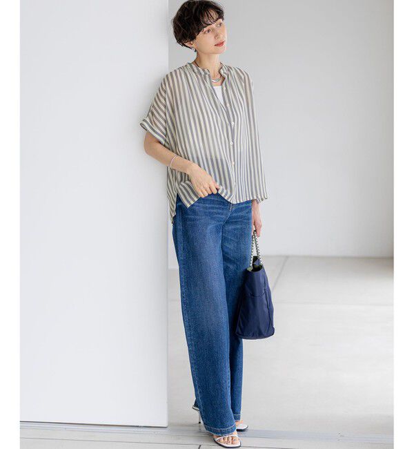 23区「【WEB&一部店舗限定/洗える】ストライププリント シフォン ブラウス」|シャツ・ブラウス|