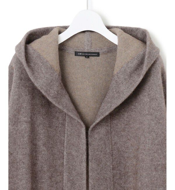 23区「【洗える】ラクーンブレンドダブルフェイス フーディー ニットカーディガン」|カーディガン|