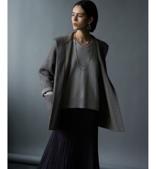 23区「【洗える】ラクーンブレンドダブルフェイス フーディー ニットカーディガン」|カーディガン|