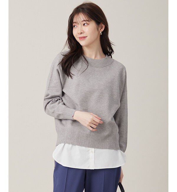 any SiS「【CICA加工】ケーブルリブ ニット」|ニット・セーター|ライトグレー