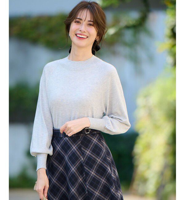 ANY SIS「【洗える】カシミヤブレンドパフ袖 ニット」|ニット・セーター|ライトグレー