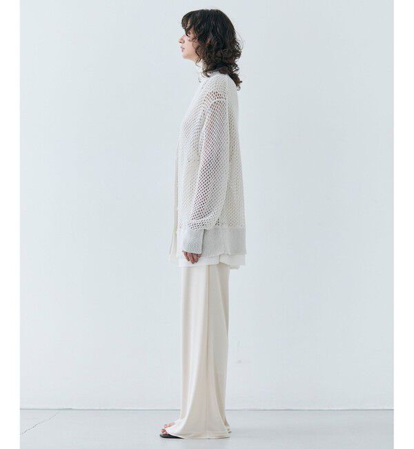 BEIGE,「【洗える】ALOE / コットンメッシュVネックミドル丈カーディガン」|カーディガン|