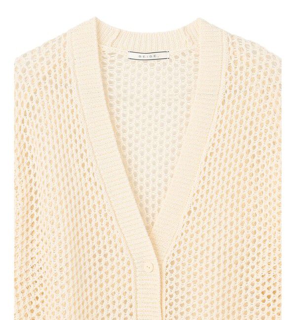 BEIGE,「【洗える】ALOE / コットンメッシュVネックミドル丈カーディガン」|カーディガン|