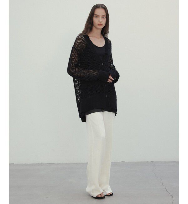 BEIGE,「【洗える】ALOE / コットンメッシュVネックミドル丈カーディガン」|カーディガン|