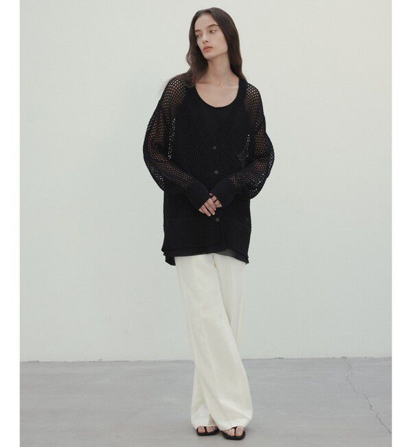 BEIGE,「【洗える】ALOE / コットンメッシュVネックミドル丈カーディガン」|カーディガン|