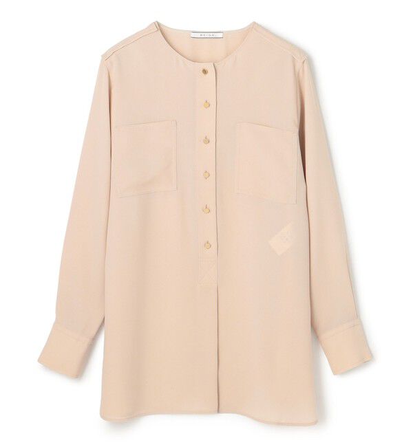 BEIGE,「【WEB限定・洗える】CLARION / ゴールド釦クルーネックブラウス」|シャツ・ブラウス|