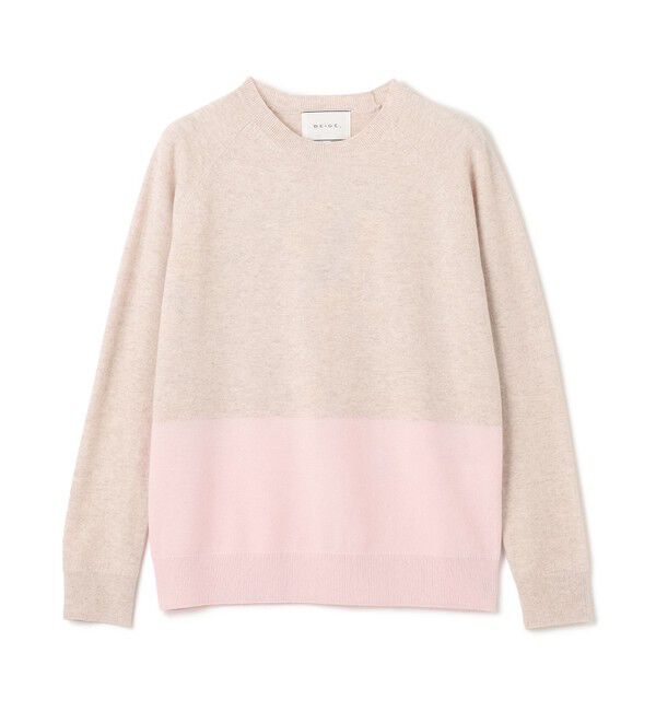 BEIGE,「【WEB限定・洗える】DEMING / バイカラーウールクルーネックニット」|ニット・セーター|