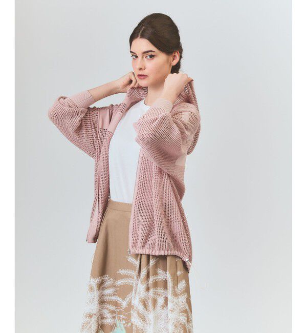 Grace Class「ボーダーメッシュフーディ」|パーカー|ピンク