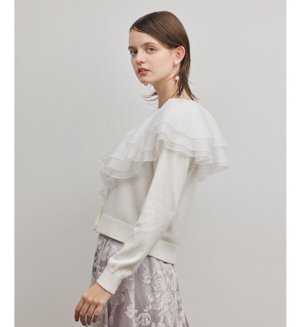 GRACE CONTINENTAL「フリルニットカーディガン」|カーディガン|