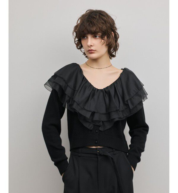 GRACE CONTINENTAL「フリルニットカーディガン」|カーディガン|