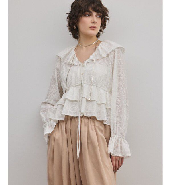 GRACE CONTINENTAL「エンブロイダリーフリルブラウス」|シャツ・ブラウス|