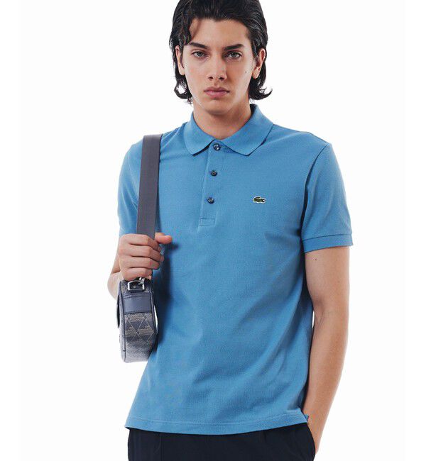 LACOSTE「スリムフィットソリッドポロシャツ（半袖）」|ポロシャツ|グレイッシュブルー