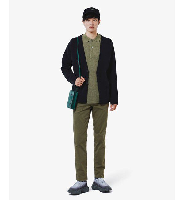 LACOSTE「長袖 リブ メランジカラ-ポロシャツ L1313 （杢・長袖)」|ポロシャツ|