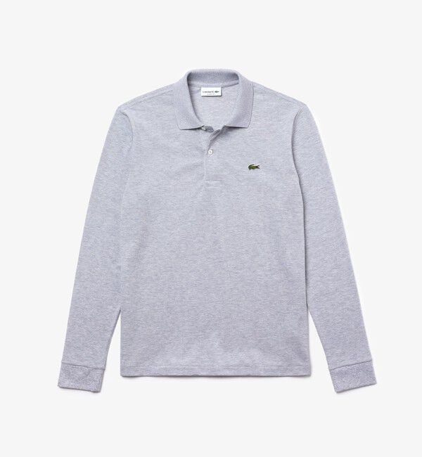 LACOSTE「長袖 リブ メランジカラ-ポロシャツ L1313 （杢・長袖)」|ポロシャツ|